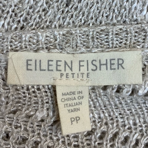 Eileen Fisher Sweater V-neck Short Sleeve Linen Blend Oatmeal Size PP Petite XSP - Picture 4 of 6